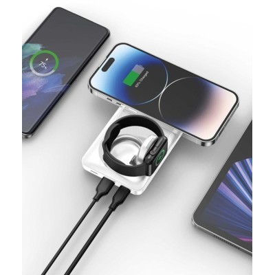 зовн. акум. YENKEE YPB 510 - 10000 mAh PD 22,5W 3in1 Qi Wireless (Білий)