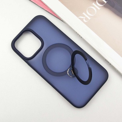 TPU+PC чохол Metal Buttons with MagSafe Colorful HQ Ring для Apple iPhone 14 Pro Max (6.7") Dark Blue