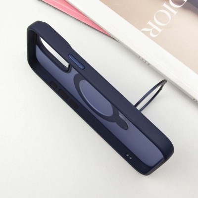 TPU+PC чохол Metal Buttons with MagSafe Colorful HQ Ring для Apple iPhone 14 Pro Max (6.7") Dark Blue
