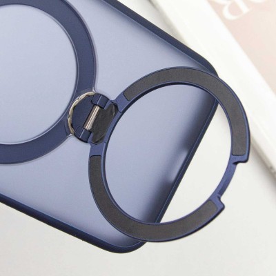 TPU+PC чохол Metal Buttons with MagSafe Colorful HQ Ring для Apple iPhone 14 Pro Max (6.7") Dark Blue
