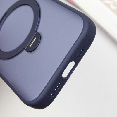 TPU+PC чохол Metal Buttons with MagSafe Colorful HQ Ring для Apple iPhone 14 Pro Max (6.7") Dark Blue