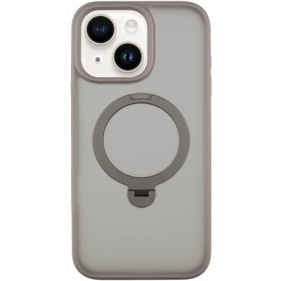 TPU+PC чохол Metal Buttons with MagSafe Colorful HQ Ring для Apple iPhone 15 (6.1") Grey