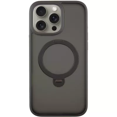 TPU+PC чохол Metal Buttons with MagSafe Colorful HQ Ring для Apple iPhone 15 Pro (6.1") Black