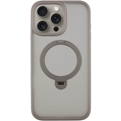 TPU+PC чохол Metal Buttons with MagSafe Colorful HQ Ring для Apple iPhone 15 Pro (6.1") Grey