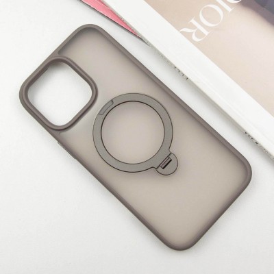 TPU+PC чохол Metal Buttons with MagSafe Colorful HQ Ring для Apple iPhone 15 Pro Max (6.7") Grey