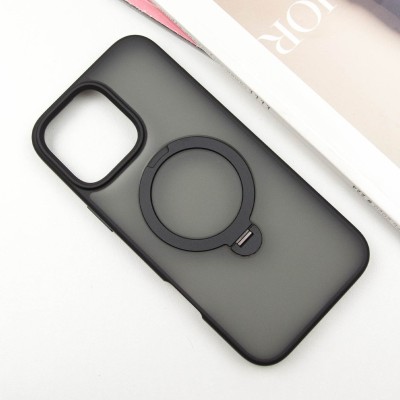 TPU+PC чохол Metal Buttons with MagSafe Colorful HQ Ring для Apple iPhone 16 Pro (6.3") Black