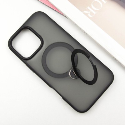 TPU+PC чохол Metal Buttons with MagSafe Colorful HQ Ring для Apple iPhone 16 Pro (6.3") Black