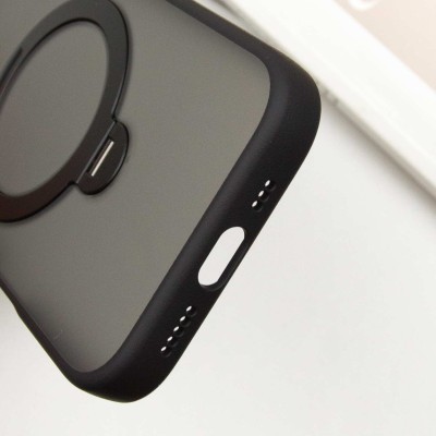 TPU+PC чохол Metal Buttons with MagSafe Colorful HQ Ring для Apple iPhone 16 Pro (6.3") Black