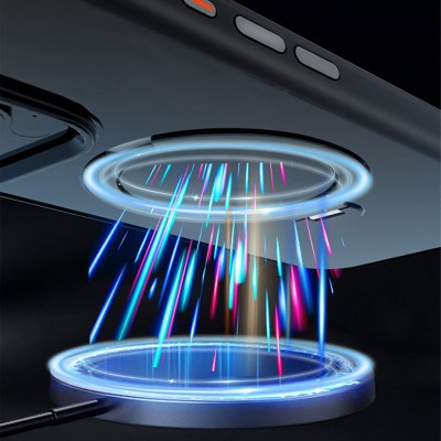 TPU+PC чохол Metal Buttons with MagSafe Colorful HQ Ring для Apple iPhone 16 Pro (6.3") Black