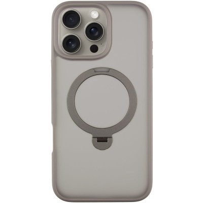 TPU+PC чохол Metal Buttons with MagSafe Colorful HQ Ring для Apple iPhone 16 Pro (6.3") Grey