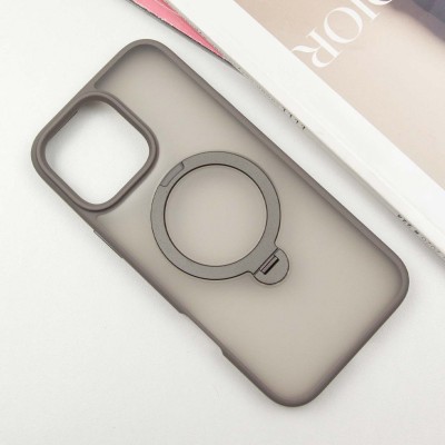 TPU+PC чохол Metal Buttons with MagSafe Colorful HQ Ring для Apple iPhone 16 Pro (6.3") Grey