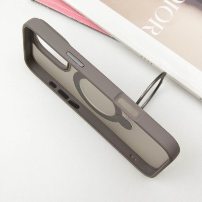 TPU+PC чохол Metal Buttons with MagSafe Colorful HQ Ring для Apple iPhone 16 Pro (6.3") Grey