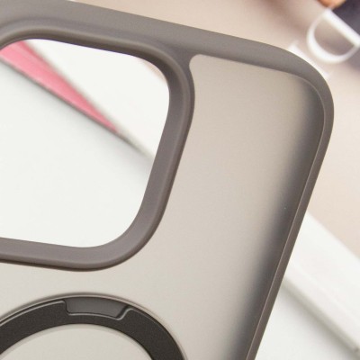 TPU+PC чохол Metal Buttons with MagSafe Colorful HQ Ring для Apple iPhone 16 Pro (6.3") Grey