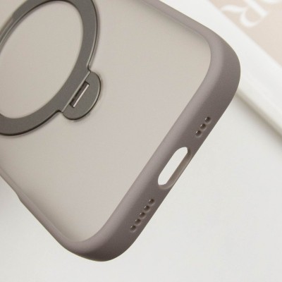 TPU+PC чохол Metal Buttons with MagSafe Colorful HQ Ring для Apple iPhone 16 Pro (6.3") Grey