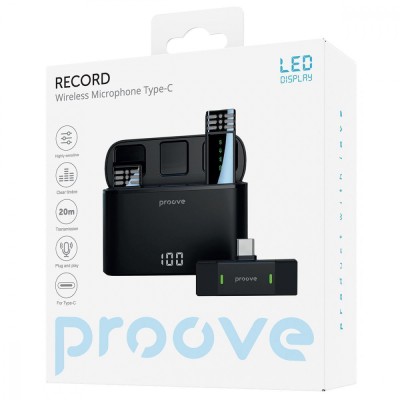 Бездротовий петличний мікрофон Proove Record Type-C (PMRC00010202) Black