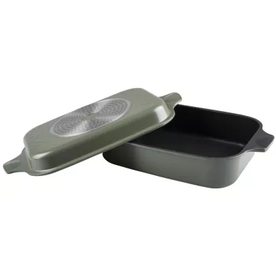 Гусятница RINGEL Zitrone Olive сковорода Ростер 34x24x13.5 см (6+3л) з кришкою (RG-2108-34/OL)