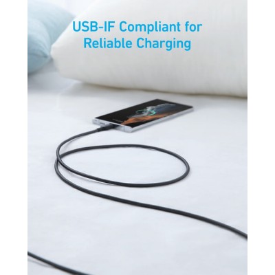 кабель ANKER 322 USB-A to USB-C - 1.8m Nylon (Чорний)