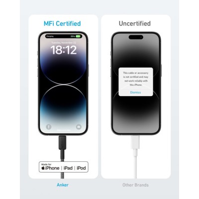 кабель ANKER 322 USB-C to Lightning - 1.8m Nylon (Чорний) кабель ANKER 322 USB-C to Lightning - 1.8m Nylon (Чорний)
