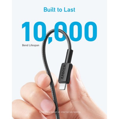 кабель ANKER 322 USB-C to Lightning - 1.8m Nylon (Чорний) кабель ANKER 322 USB-C to Lightning - 1.8m Nylon (Чорний)
