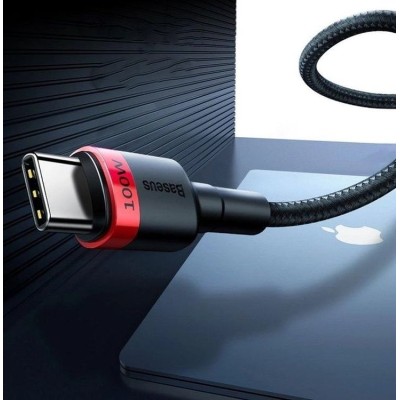 Кабель Baseus Cafule PD2.0 100W Flash Charging USB For Type-C Cable (20V 5A)2m Red+Black (CATKLF-AL91)