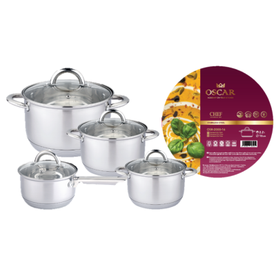 Каструля OSCAR CHEF 22 см (4.6 л) з кришкою (OSR-2000-22/n) Каструля OSCAR CHEF 22 см (4.6 л) з кришкою (OSR-2000-22/n)