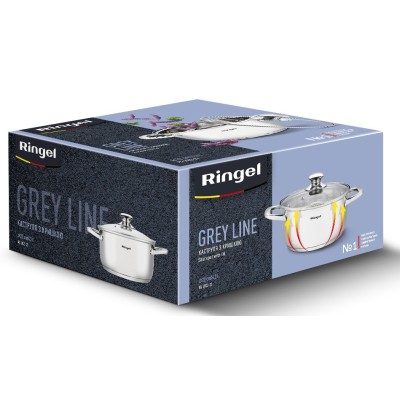 Каструля RINGEL Grey line 22 см (4.2л) з кришкою нерж (RG-2022-22) Каструля RINGEL Grey line 22 см (4.2л) з кришкою нерж (RG-2022-22)