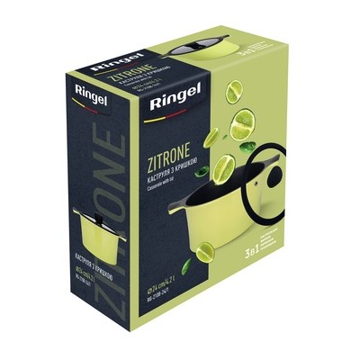 Каструля RINGEL Zitrone 20x9.5 см (2,5л) з кришкою (RG-2108-20 **) Каструля RINGEL Zitrone 20x9.5 см (2,5л) з кришкою (RG-2108-20 **)