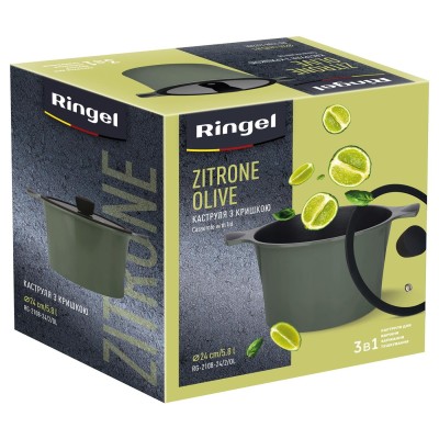 Каструля RINGEL Zitrone Olive висока 24x16.2 з кришкою (RG-2108-24/2/OL) Каструля RINGEL Zitrone Olive висока 24x16.2 з кришкою (RG-2108-24/2/OL)