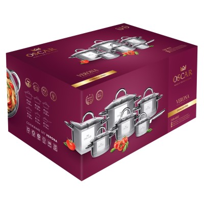 Набір посуду OSCAR VERONA Набір 12пр. Ківш + кастрюлі (1.15-6.1л) (OSR-4002/n)