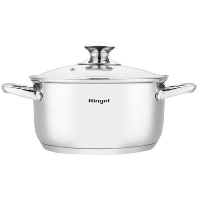Набір посуду RINGEL Grey line Набір каструль 8 пр. ківш+кастр 1.6-5.5л нерж (RG-6009)