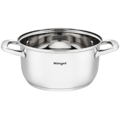 Набір посуду RINGEL Grey line Набір каструль 8 пр. ківш+кастр 1.6-5.5л нерж (RG-6009)