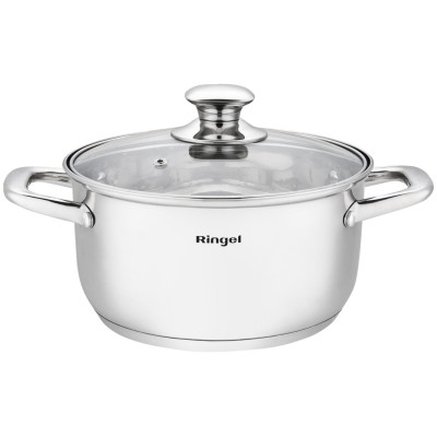 Набір посуду RINGEL Grey line Набір каструль 8 пр. ківш+кастр 1.6-5.5л нерж (RG-6009)