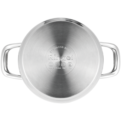 Набір посуду RINGEL Grey line Набір каструль 8 пр. ківш+кастр 1.6-5.5л нерж (RG-6009)