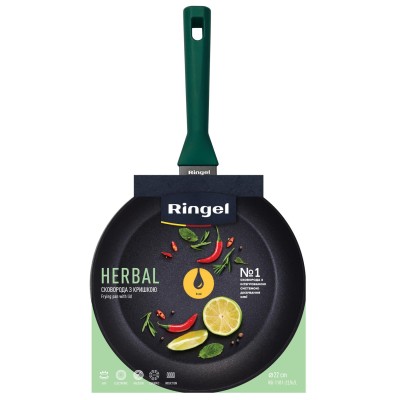 Сковорода RINGEL Herbal глибока 24 см з/кришкою (RG-1101-24/h/L)