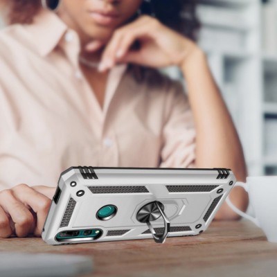 Ударостійкий чохол Serge Ring for Magnet для Huawei P Smart Z / Honor 9X Срібний