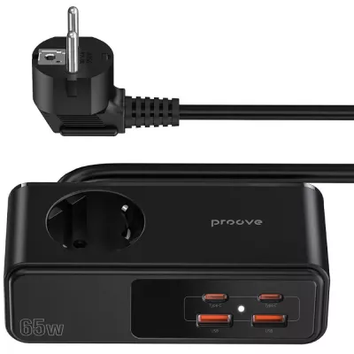 Мережевий фільтр Proove Homester Pro 65W (AC + 2xType-C + 2xUSB) 1.5m (PSHP25002201) black