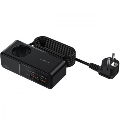Мережевий фільтр Proove Homester Pro 65W (AC + 2xType-C + 2xUSB) 1.5m (PSHP25002201) black