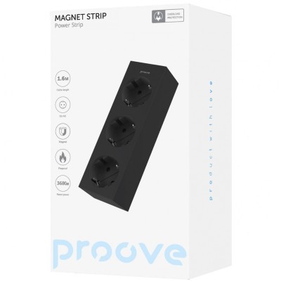 Мережевий фільтр Proove Magnet Strip (3xAC) 1.6m (PSMS25000001) black