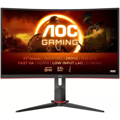 Монітор AOC C27G2Z3/BK FHD VA Curved 280Hz 2*HDMI DP HAS Black/Red