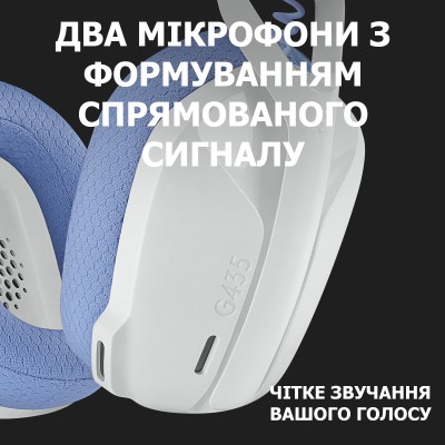 Навушники LOGITECH G435 LIGHTSPEED Wireless Gaming Headset (981-001074) White