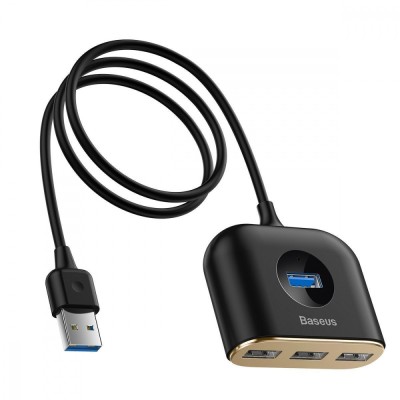 USB-Хаб Baseus Square Round USB To USB 3.0 + 3USB 2.0 (1m) CAHUB-AY01 Black