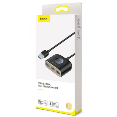 USB-Хаб Baseus Square Round USB To USB 3.0 + 3USB 2.0 (1m) CAHUB-AY01 Black