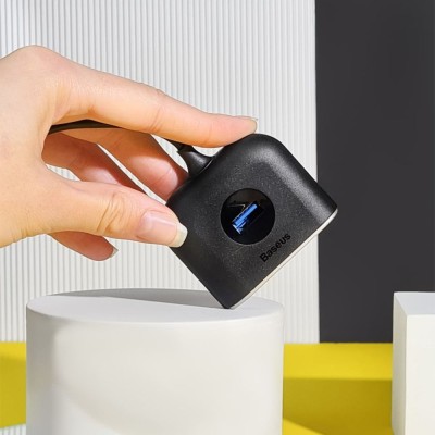 USB-Хаб Baseus Square Round USB To USB 3.0 + 3USB 2.0 (1m) CAHUB-AY01 Black
