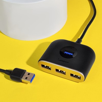 USB-Хаб Baseus Square Round USB To USB 3.0 + 3USB 2.0 (1m) CAHUB-AY01 Black