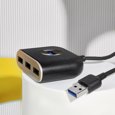USB-Хаб Baseus Square Round USB To USB 3.0 + 3USB 2.0 (1m) CAHUB-AY01 Black