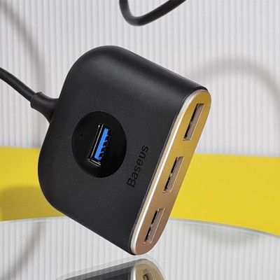 USB-Хаб Baseus Square Round USB To USB 3.0 + 3USB 2.0 (1m) CAHUB-AY01 Black