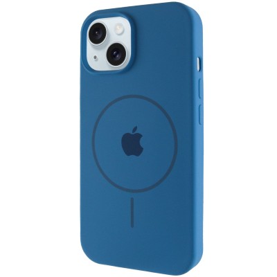 Чохол Silicone Case Full Protective (AA) with MagSafe для Apple iPhone 15 (6.1") Синій / Denim Blue
