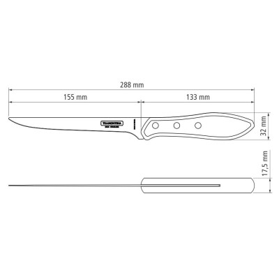 Ніж TRAMONTINA Barbecue POLYWOOD д/філе 152мм (чер.дер) інд.уп (21188/176)