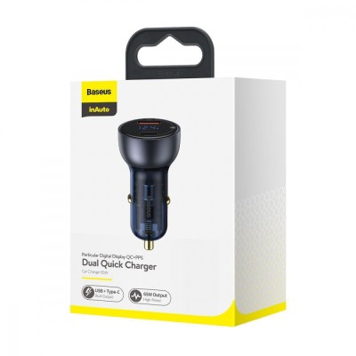АЗП Baseus Particular Digital Display PPS Dual Quick Charger 65W USB + Type-C CCKX-C0A Black