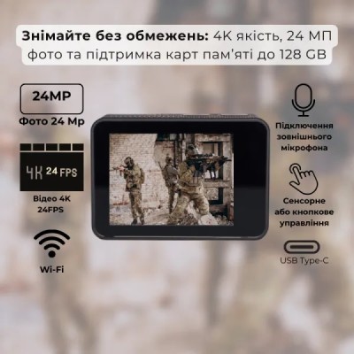 Екшн-камера AIRON ProCam 7 Black: Набір екшн камери для тактичних шоломів